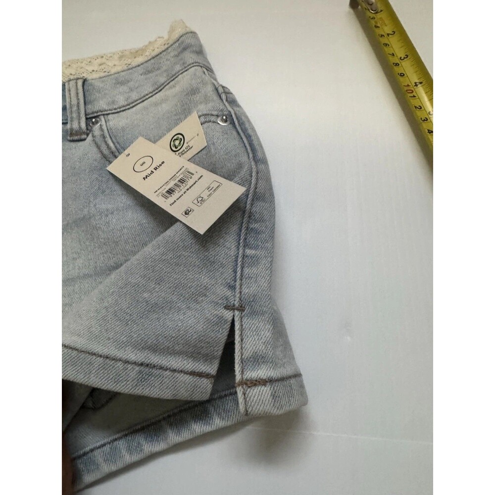 No Boundaries Women’s Mid Rise Denim Shorts Light Wash Size 00 New Tags - Picture 5 of 10
